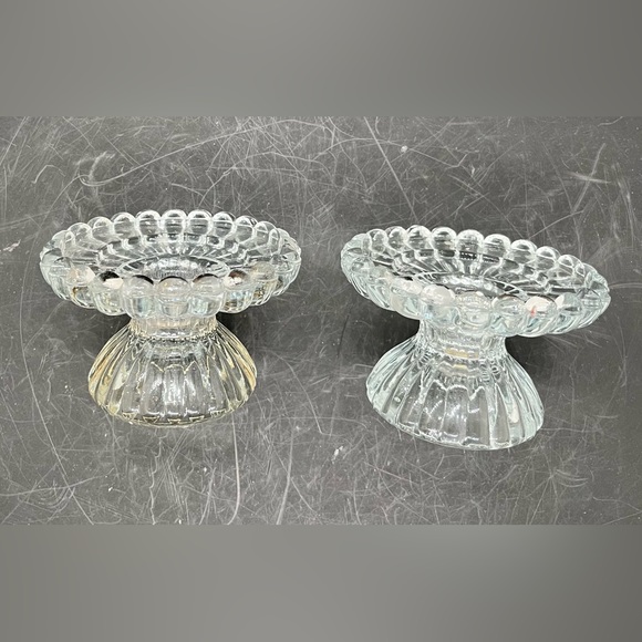 PartyLite CRYSTAL Votive/Taper Candlestick Holders 3'Round 2'T Reversable Set - Picture 6 of 16
